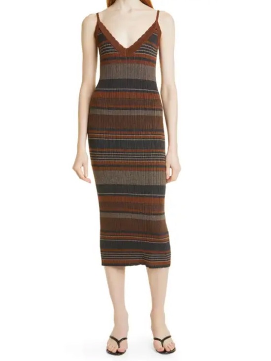 L'AGENCE Dresses & Skirts - L'AGENCE Sandi Striped Knit Midi Dress